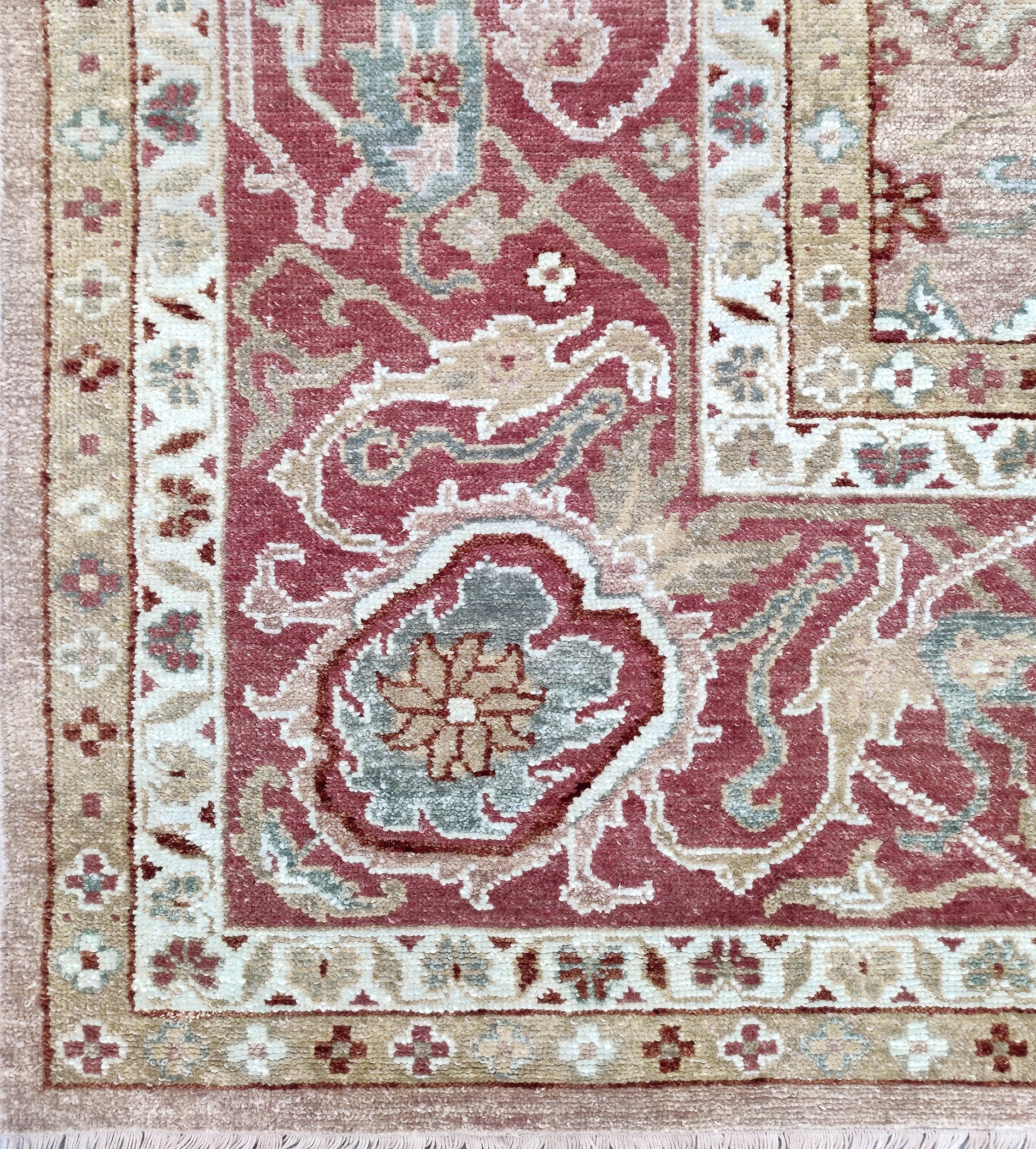 Sorella Peach Red Oushak Hand-Knotted Wool Rug