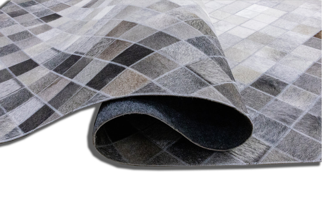 Sterling Diamond Leather Patched Hand-Stitched Rug