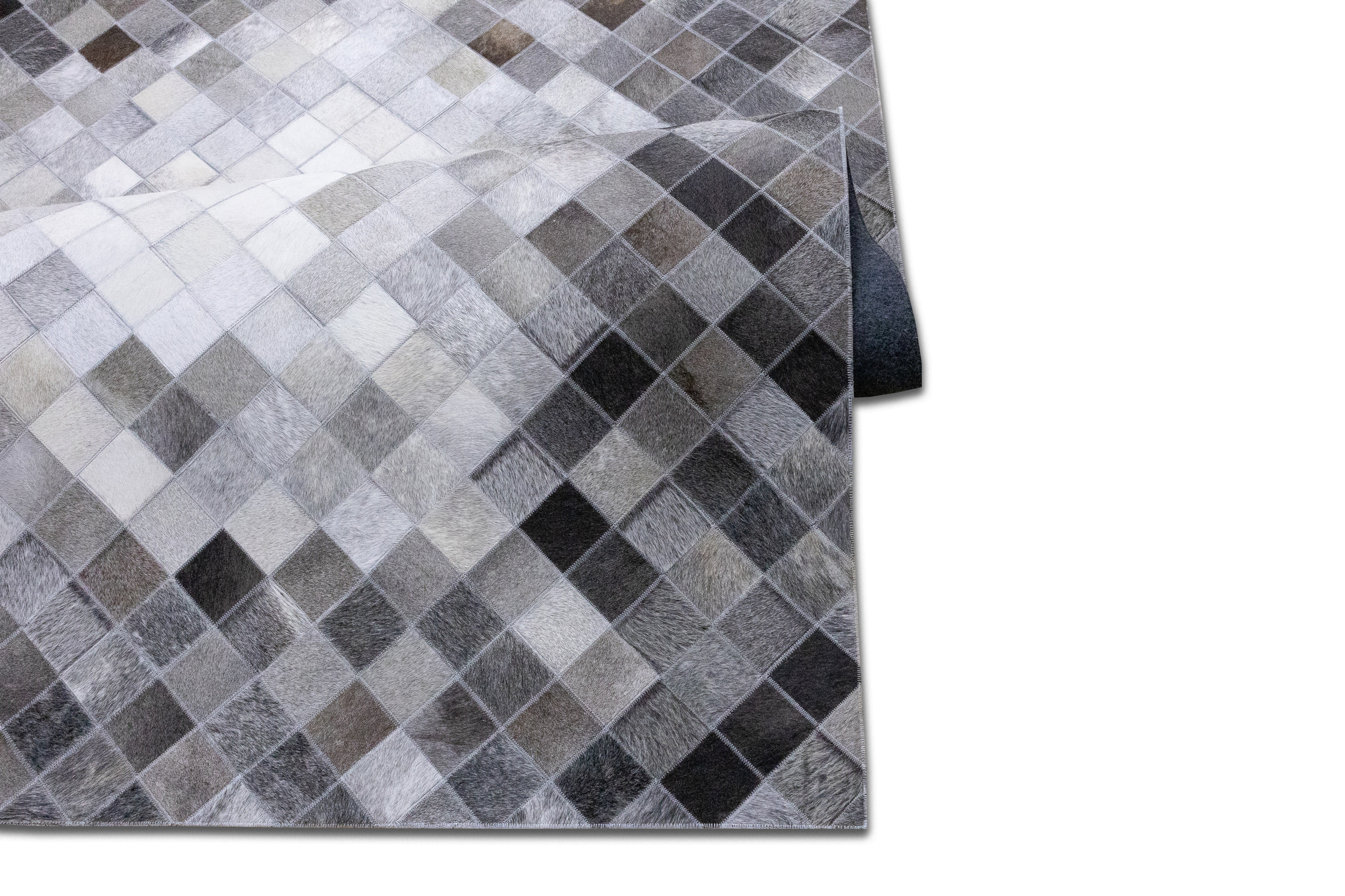 Sterling Diamond Leather Patched Hand-Stitched Rug