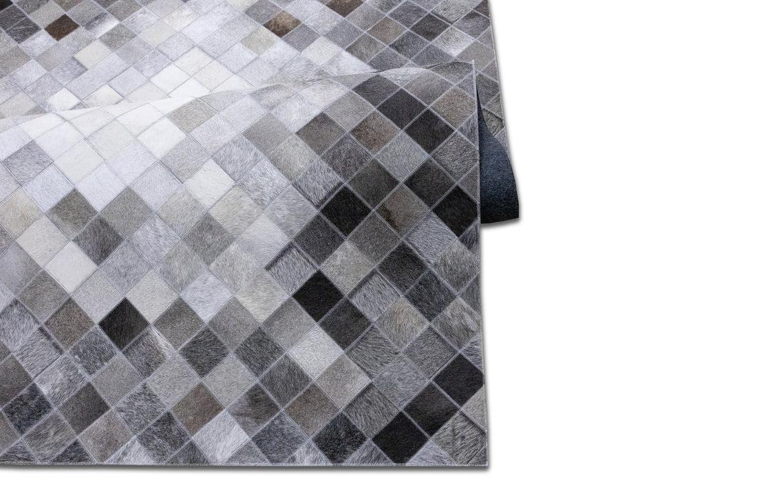 Sterling Diamond Leather Patched Hand-Stitched Rug