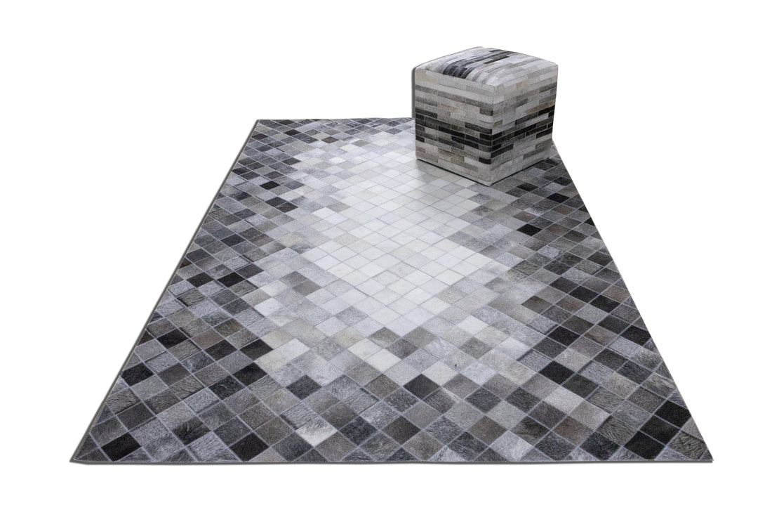 Sterling Diamond Leather Patched Hand-Stitched Rug