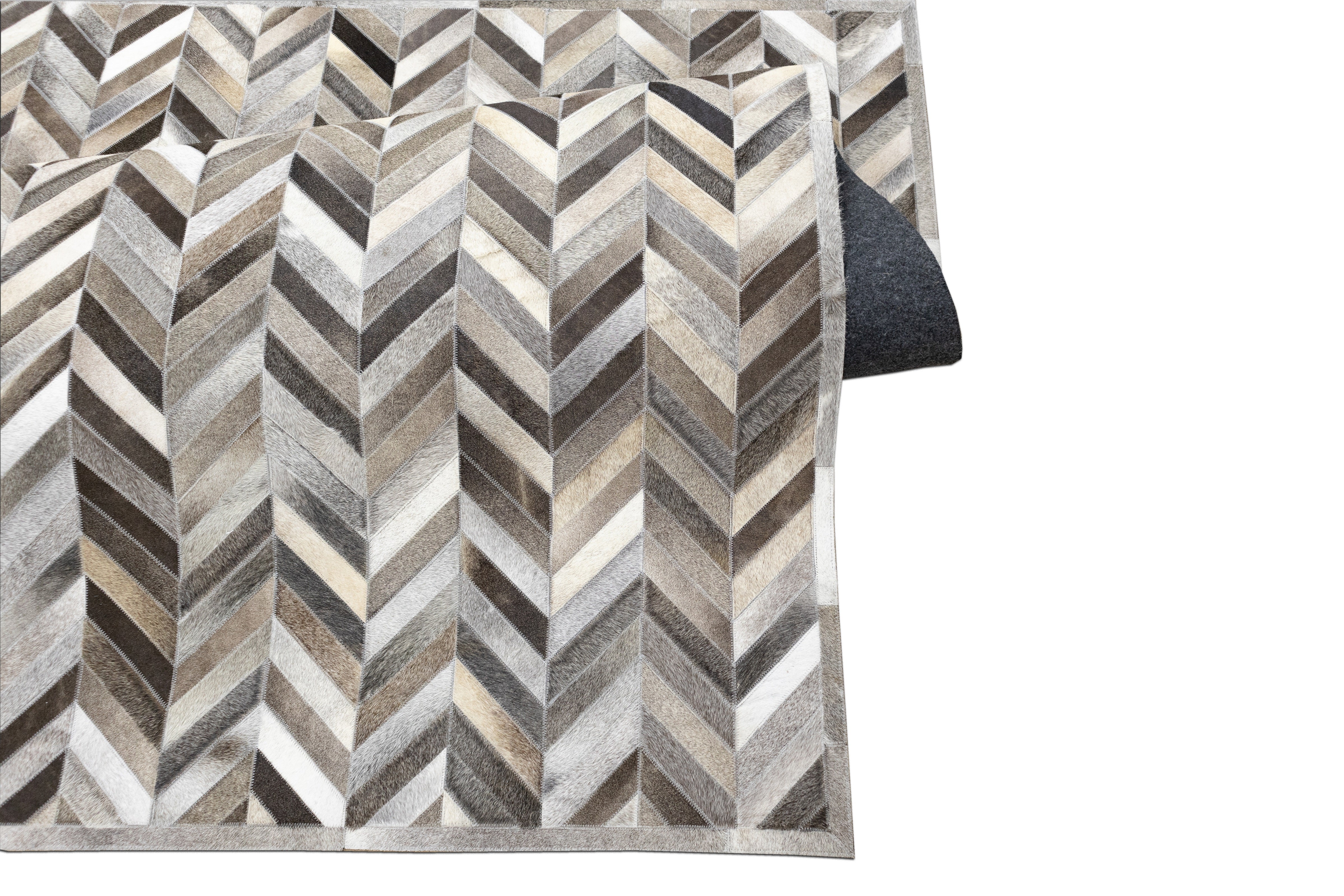 Zephyr Tonal Leather Patched Hand-Stitched Rug