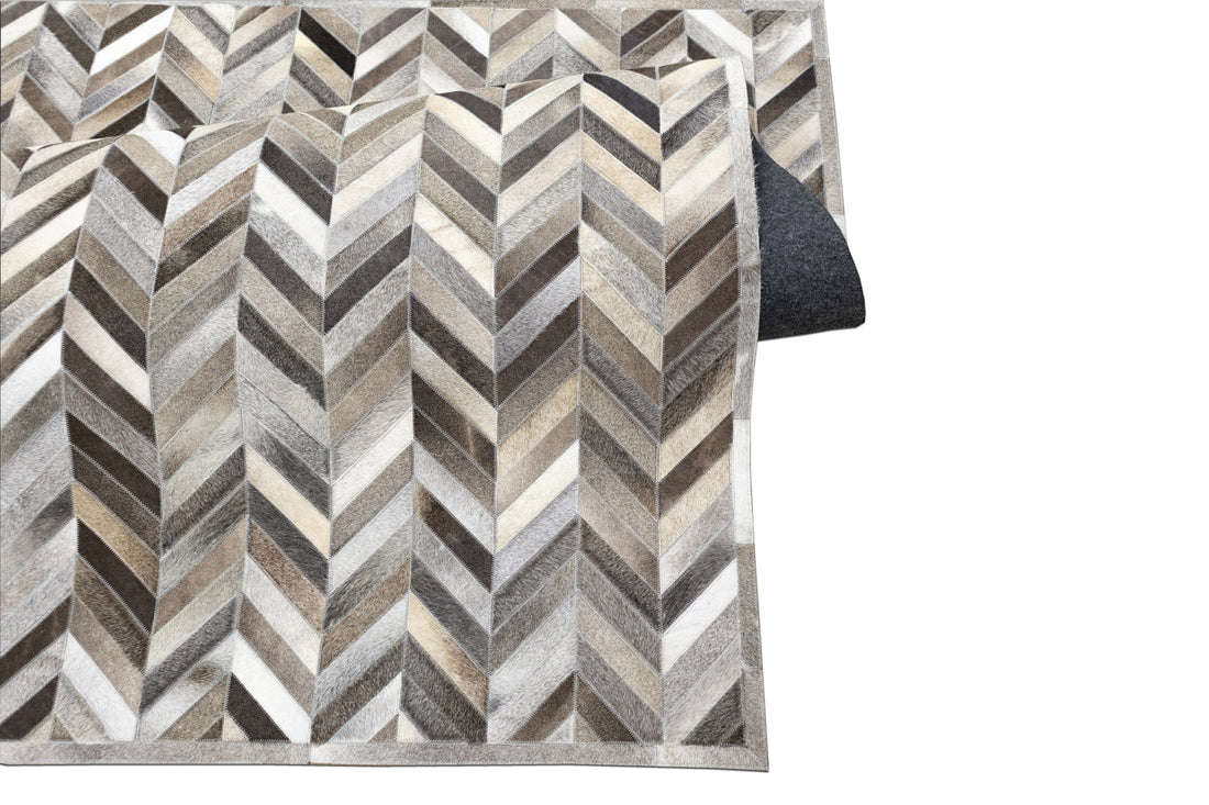 Zephyr Tonal Leather Patched Hand-Stitched Rug