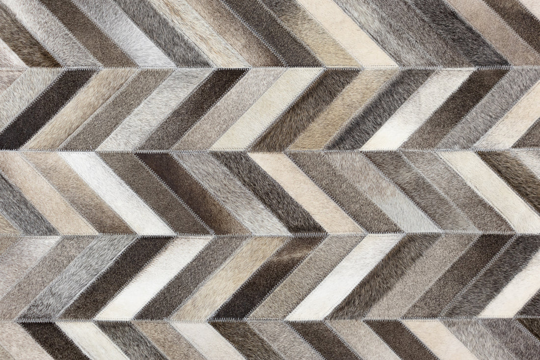 Zephyr Tonal Leather Patched Hand-Stitched Rug