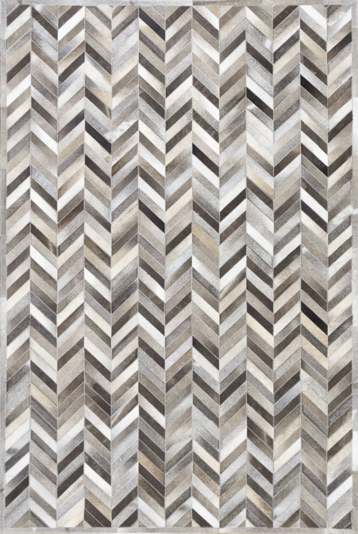 Zephyr Tonal Leather Patched Hand-Stitched Rug
