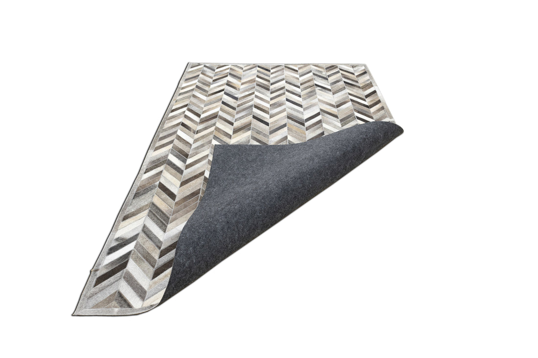Zephyr Tonal Leather Patched Hand-Stitched Rug