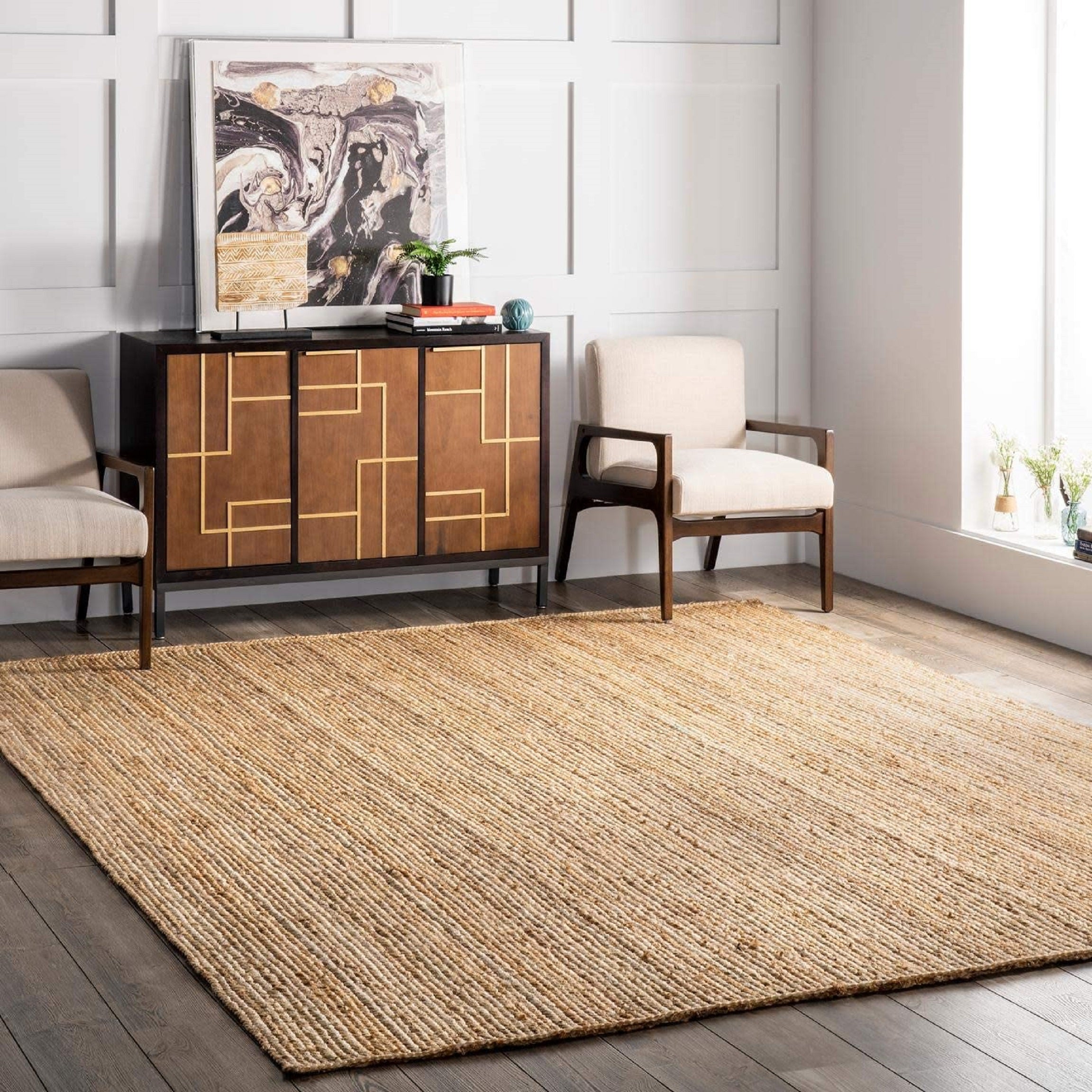 Zuma Textured Jute Bohemian Stitched Handmade Rug