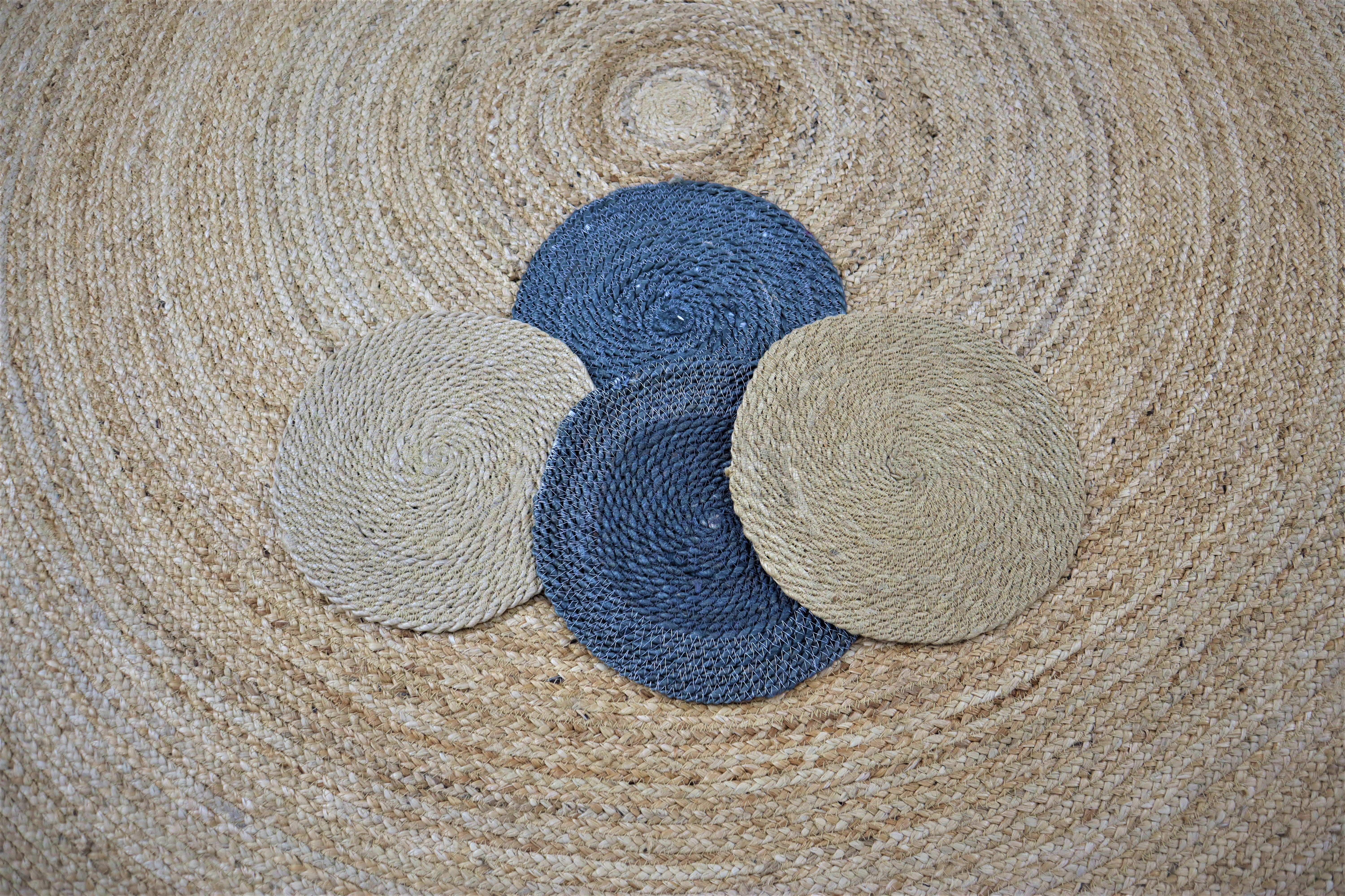 Zuma Textured Jute Bohemian Stitched Handmade Rug